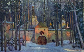 Konstantin Fyodorovich Yuon Werke - Bühnenbild für glinka s opera ivan susanin Kloster im Wald Konstantin Yuon